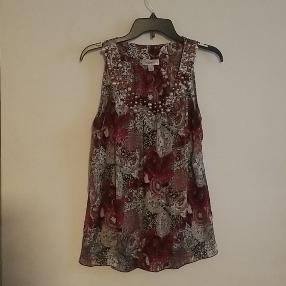 Beaded Red floral Dressy tank